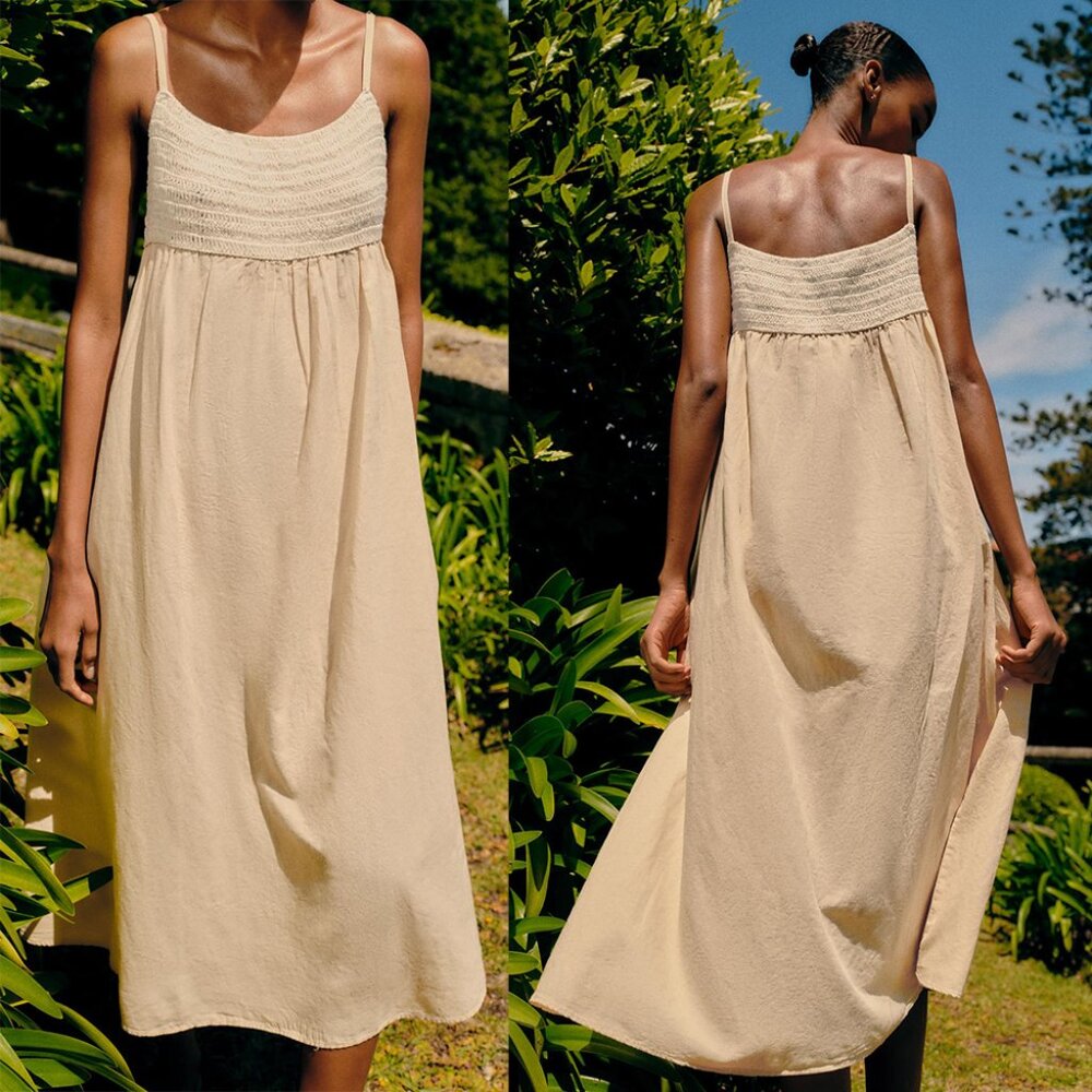 NEW ZARA combination crochet dress 7521